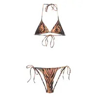 BIKINI SET BODY PRINTED "WOOD" BLACK/BROWN