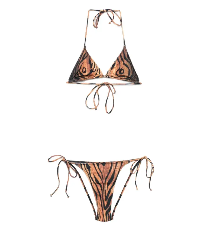 BIKINI SET BODY PRINTED "WOOD" BLACK/BROWN
