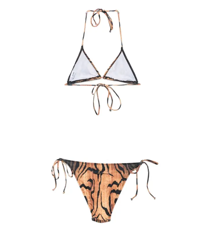 BIKINI SET BODY PRINTED "WOOD" BLACK/BROWN