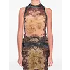JEAN-PAUL GAULTIER MESH TANK TOP PRINTED "MÉDAILLON" BLACK/VINTAGEBLUE/GREEN