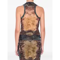 MESH TANK TOP PRINTED "MÉDAILLON" BLACK/VINTAGEBLUE/GREEN