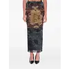 JEAN-PAUL GAULTIER MESH LONG SKIRT PRINTED "MÉDAILLON" BLACK/VINTAGEBLUE/GREEN
