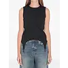 JEAN-PAUL GAULTIER COTTON RIBBED TANK TOP WITH LINGERIE GARTER BLACK