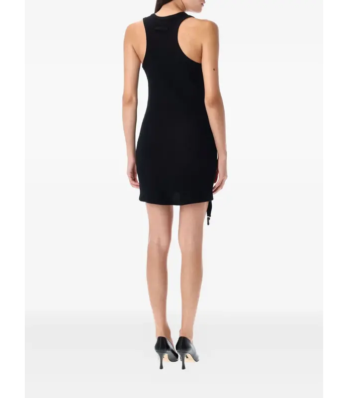COTTON RIBBED SHORT DRESS WITH LINGERIE GARTER BLACK