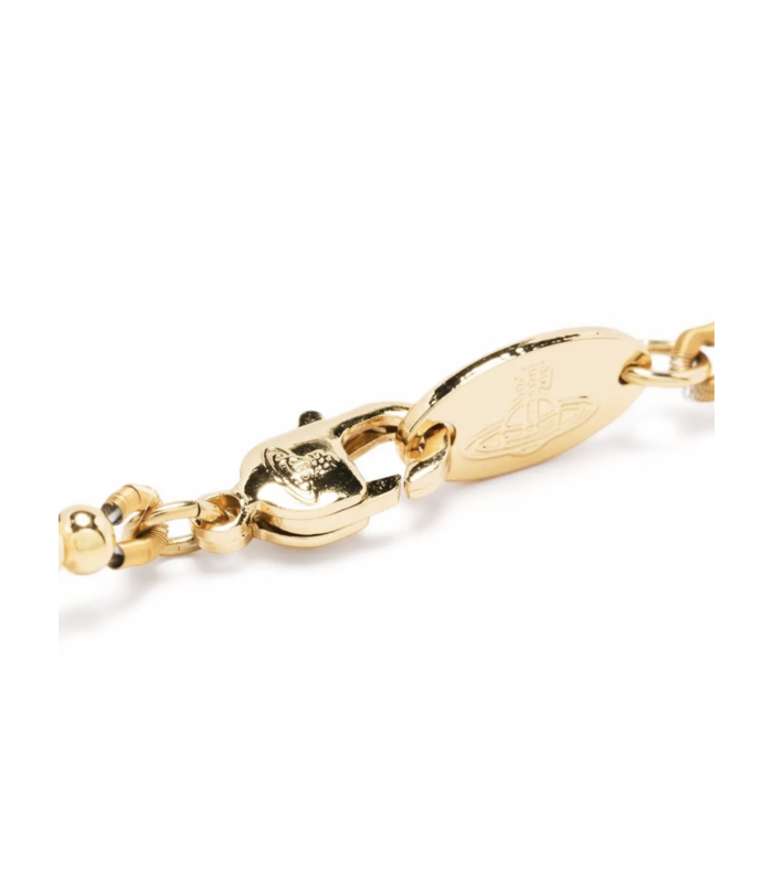 ONE ROW PEARL BAS RELIEF GOLD CREAM CRYSTAL