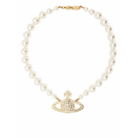 ONE ROW PEARL BAS RELIEF GOLD CREAM CRYSTAL