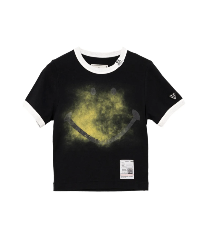 SMILY FACE PRINTED MINI TEE BLACK