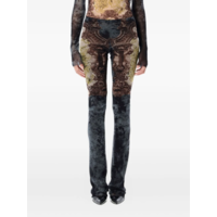 MESH TROUSER PRINTED "MÉDAILLON" BLACK/VINTAGEBLUE/GREEN