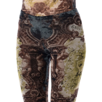 MESH TROUSER PRINTED "MÉDAILLON" BLACK/VINTAGEBLUE/GREEN