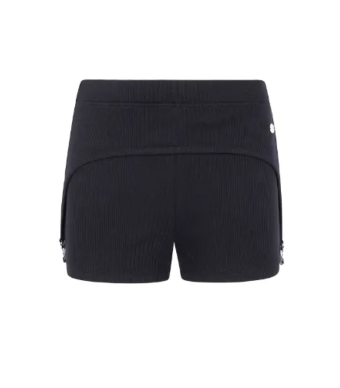 COTTON RIBBED MINI SHORT WITH LINGERIE GARTER BLACK