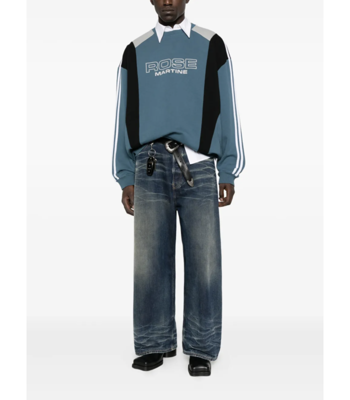 PANELLED SWEATSHIRT BLUE AGEAN ROSE OUTLINE