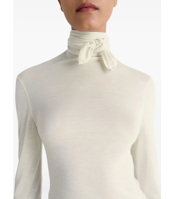 FOULARD TOP WITH PATCHS PEARL WHITE