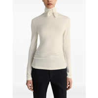 FOULARD TOP WITH PATCHS PEARL WHITE