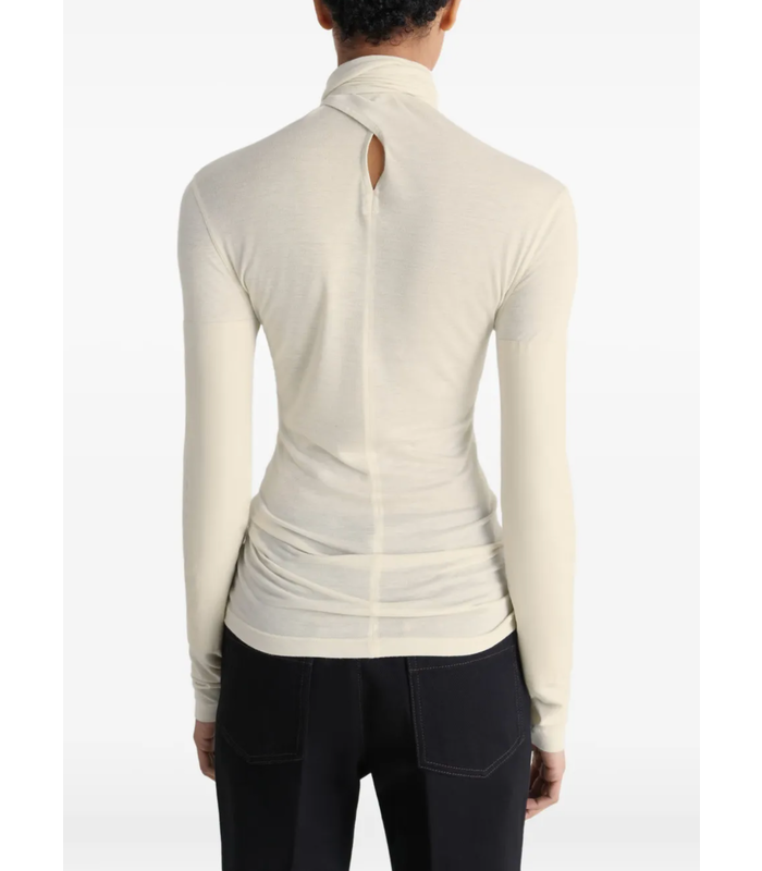 FOULARD TOP WITH PATCHS PEARL WHITE