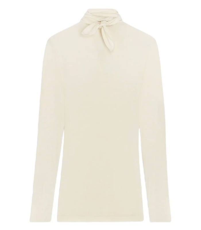 FOULARD TOP WITH PATCHS PEARL WHITE