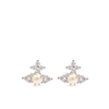 VIVIENNE WESTWOOD VIVIENNE WESTWOOD FEODORA EARRINGS PLATINUM WHITE CZ CREAMROSE