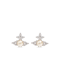 VIVIENNE WESTWOOD FEODORA EARRINGS PLATINUM WHITE CZ CREAMROSE