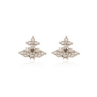 VIVIENNE WESTWOOD FEODORA EARRINGS PLATINUM WHITE CZ CREAMROSE