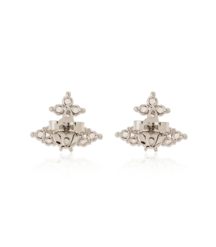 VIVIENNE WESTWOOD FEODORA EARRINGS PLATINUM WHITE CZ CREAMROSE