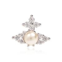 VIVIENNE WESTWOOD FEODORA EARRINGS PLATINUM WHITE CZ CREAMROSE