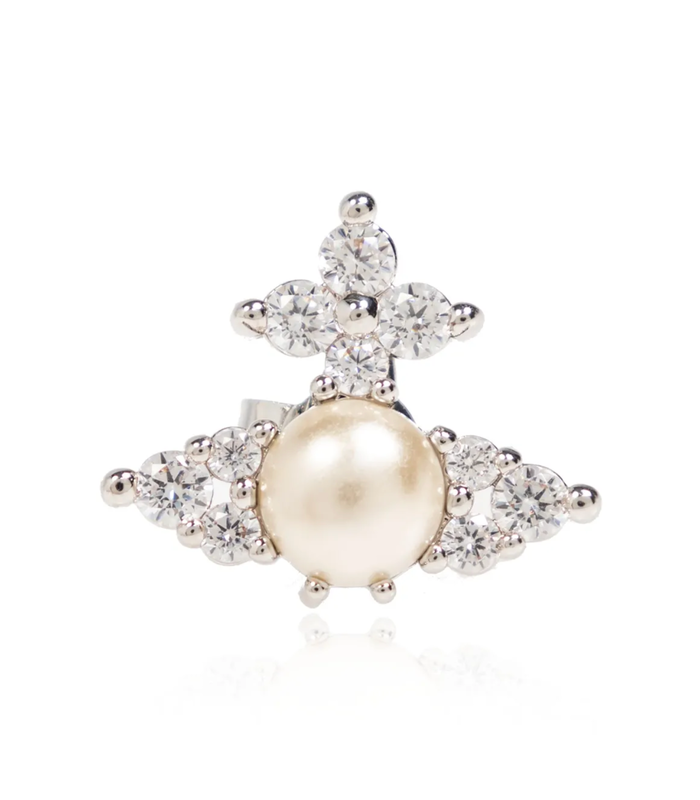 VIVIENNE WESTWOOD FEODORA EARRINGS PLATINUM WHITE CZ CREAMROSE