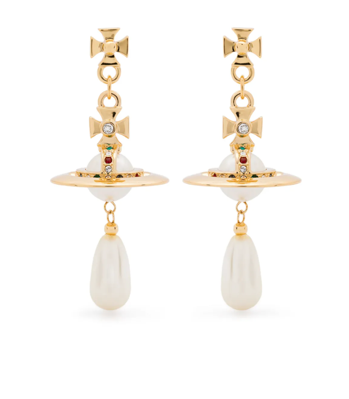PEARL DROP EARRINGS GOLD PEARL MULTI