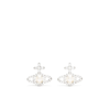 VIVIENNE WESTWOOD OLYMPIA PEARL EARRINGS PLATINUM CREAMROSE