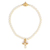 VIVIENNE WESTWOOD ONE ROW PEARL DROP CHOKER GOLD PEARL MULTI