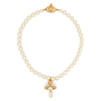 ONE ROW PEARL DROP CHOKER GOLD PEARL MULTI