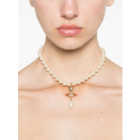 ONE ROW PEARL DROP CHOKER GOLD PEARL MULTI