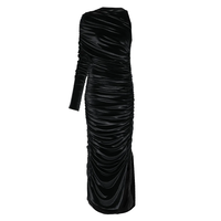 VELVET ASYMMETRIC ROBE BLACK