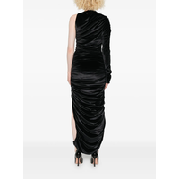 VELVET ASYMMETRIC ROBE BLACK