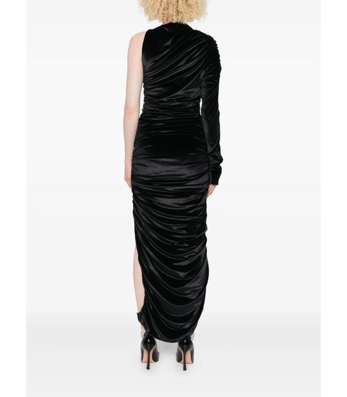 VELVET ASYMMETRIC ROBE BLACK