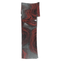 MESH MINI SHORT WITH ASYMETRIC SKIRT PRINTED "BLURRY ROSES" WHITE/GREY/RED