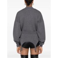 JERSEY HIGH NECK BAT SLEEVES PULLOVER WITH LINGERIE GARTER MIDDLEGREY