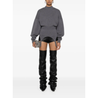 JERSEY HIGH NECK BAT SLEEVES PULLOVER WITH LINGERIE GARTER MIDDLEGREY