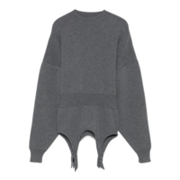 JERSEY HIGH NECK BAT SLEEVES PULLOVER WITH LINGERIE GARTER MIDDLEGREY