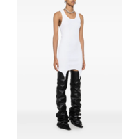 COTTON RIBBED SHORT DRESS WITH LINGERIE GARTER WHITE