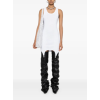 COTTON RIBBED SHORT DRESS WITH LINGERIE GARTER WHITE