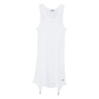 COTTON RIBBED SHORT DRESS WITH LINGERIE GARTER WHITE