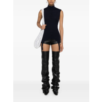 MERINO WOOL FLAT RIB SLEEVELESS GILET WITH LINGERIE GARTER NAVY