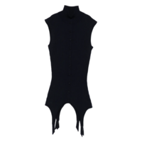 MERINO WOOL FLAT RIB SLEEVELESS GILET WITH LINGERIE GARTER NAVY