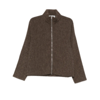 SHRUNKEN FULLZIP POLO Brown Sparse Buckle  Weave