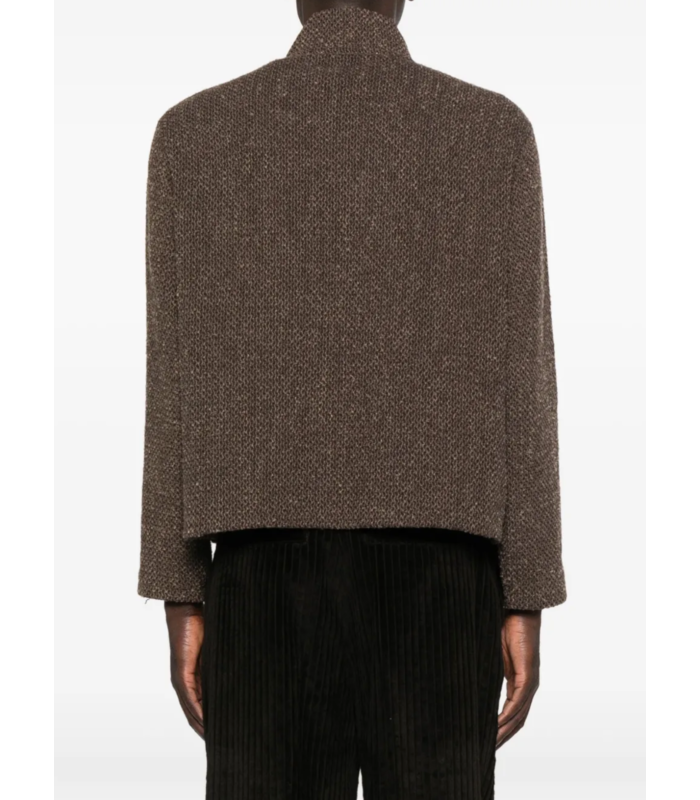 SHRUNKEN FULLZIP POLO Brown Sparse Buckle  Weave