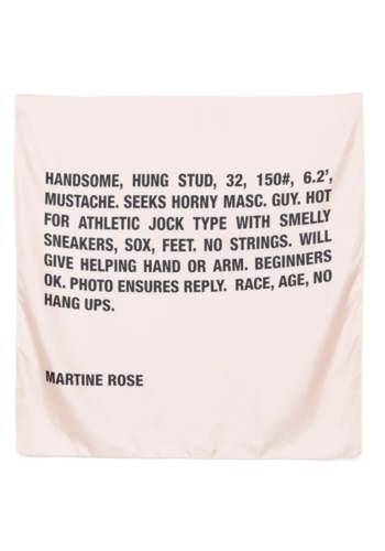 MARTINE ROSE classified scarf pale pink MARTINE ROSE classified scarf pale pink