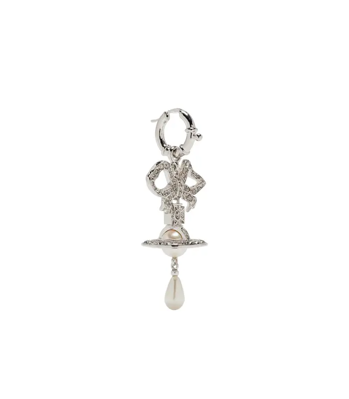 RIGOBERTA PEARL EARRINGS PLATINUM CRYSTAL