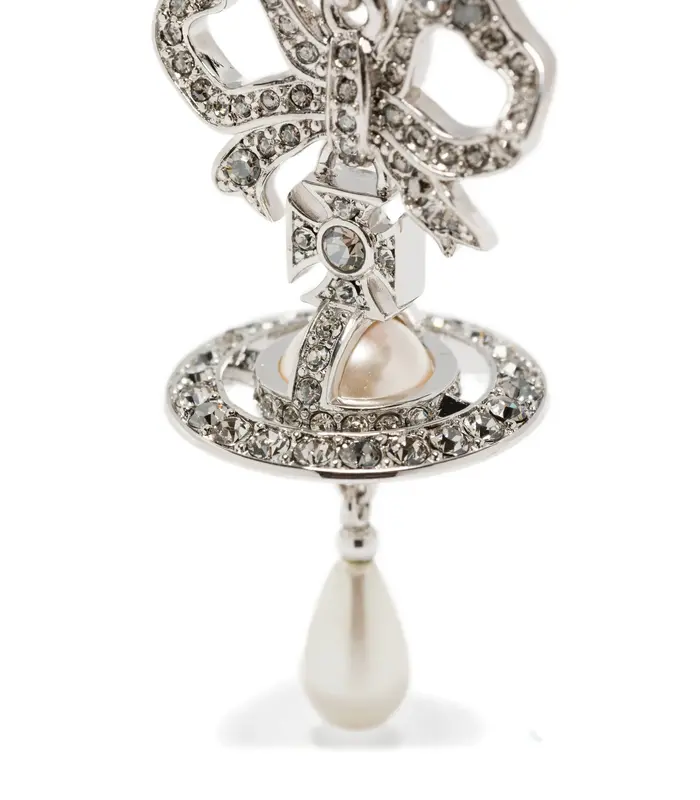 RIGOBERTA PEARL EARRINGS PLATINUM CRYSTAL