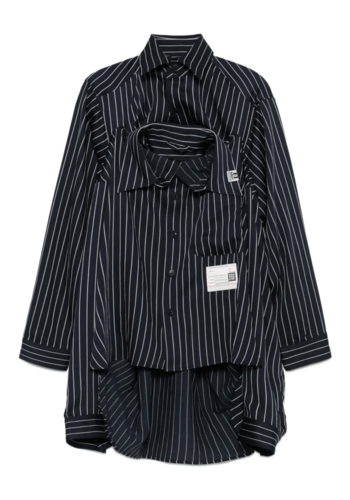 MAISON MIHARA YASUHIRO shawl layered shirt navy MAISON MIHARA YASUHIRO shawl layered shirt navy