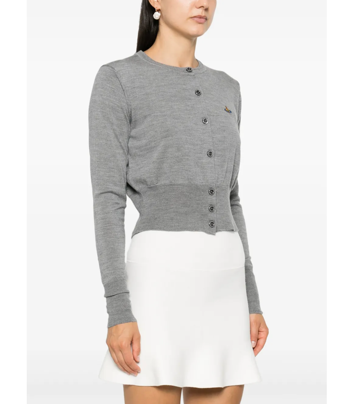 BEA CROPPED CARDI GREY MELANGE