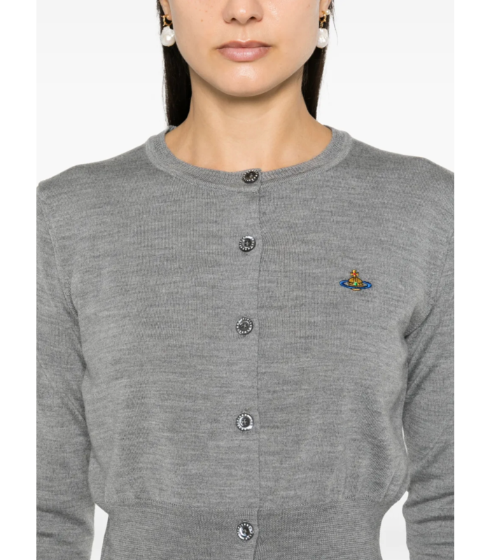 BEA CROPPED CARDI GREY MELANGE